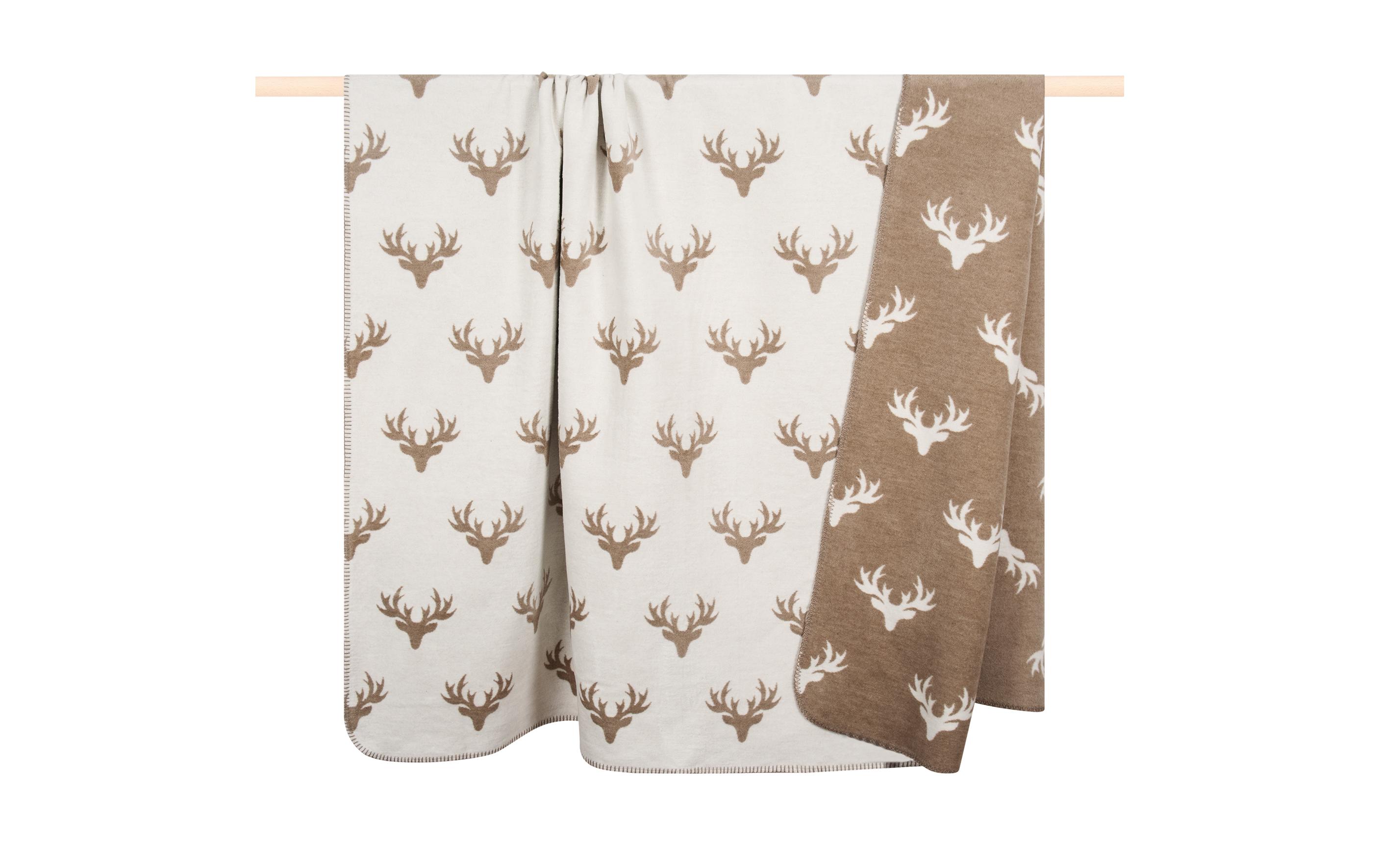 Decke Hirsch 150 x 200 cm, SandSofadecke