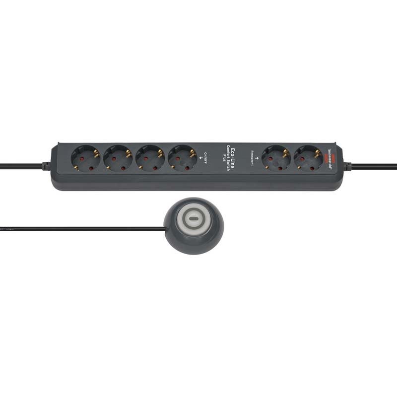 Brennenstuhl ECO-Line 1159560516 6-voudige stekkerdoos met voetschakelaar antraciet