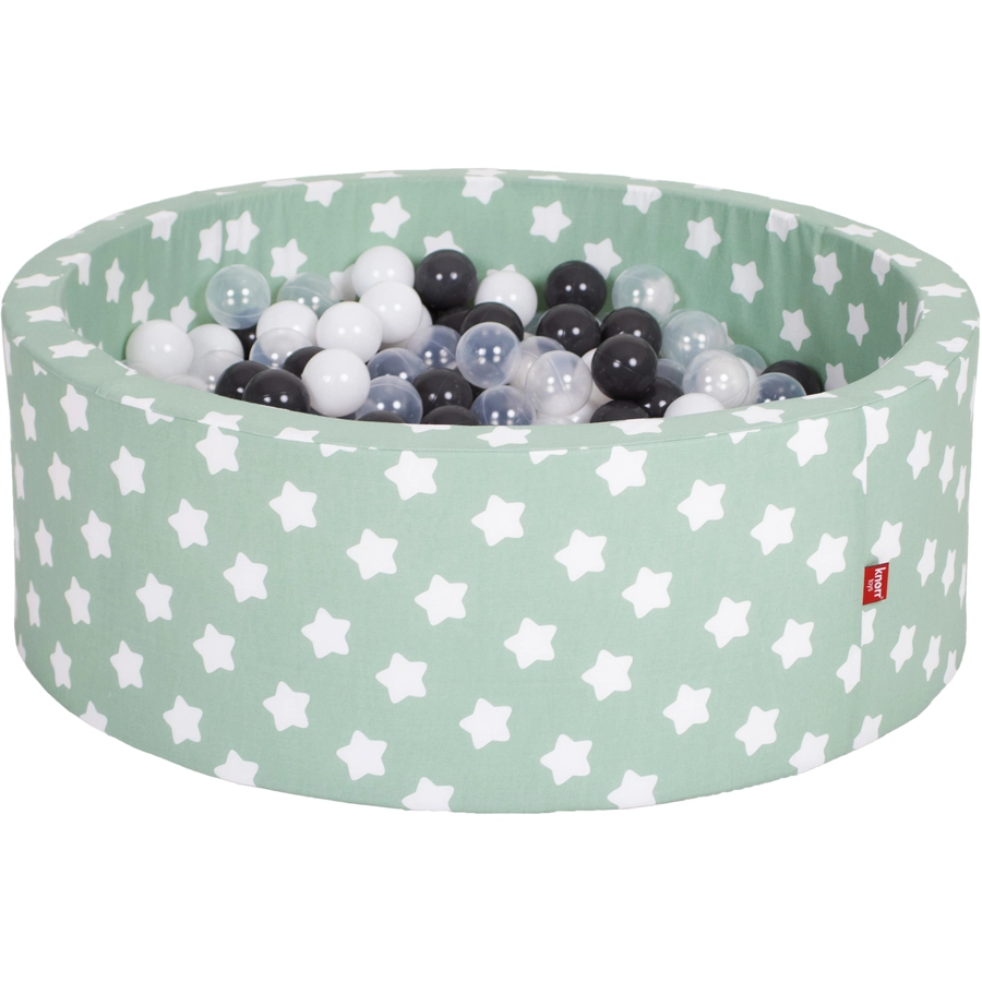 knorr toys® Bällebad soft - Green white stars 300 balls greywhitetransparent grau