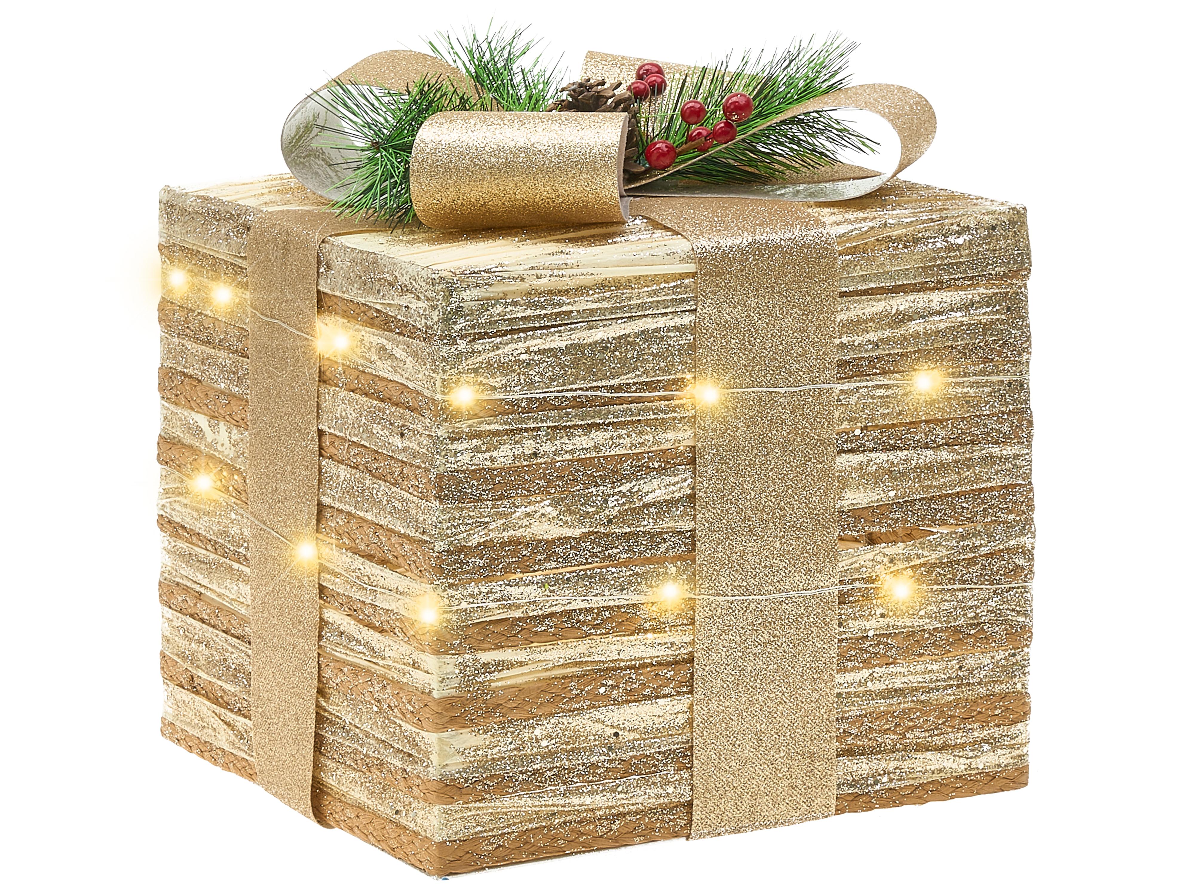 Set van 3 kerstdecoraties LED TOFTE Kerstcadeaus 20/25/30 cm Goud