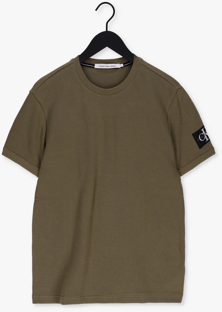 CALVIN KLEIN olijf calvin klein t-shirt monogram badge waffle ss tee
