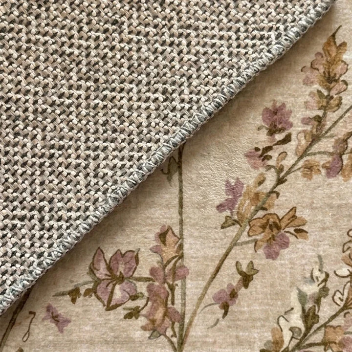 Rond wasbaar vloerkleed - Misty Floral Creme