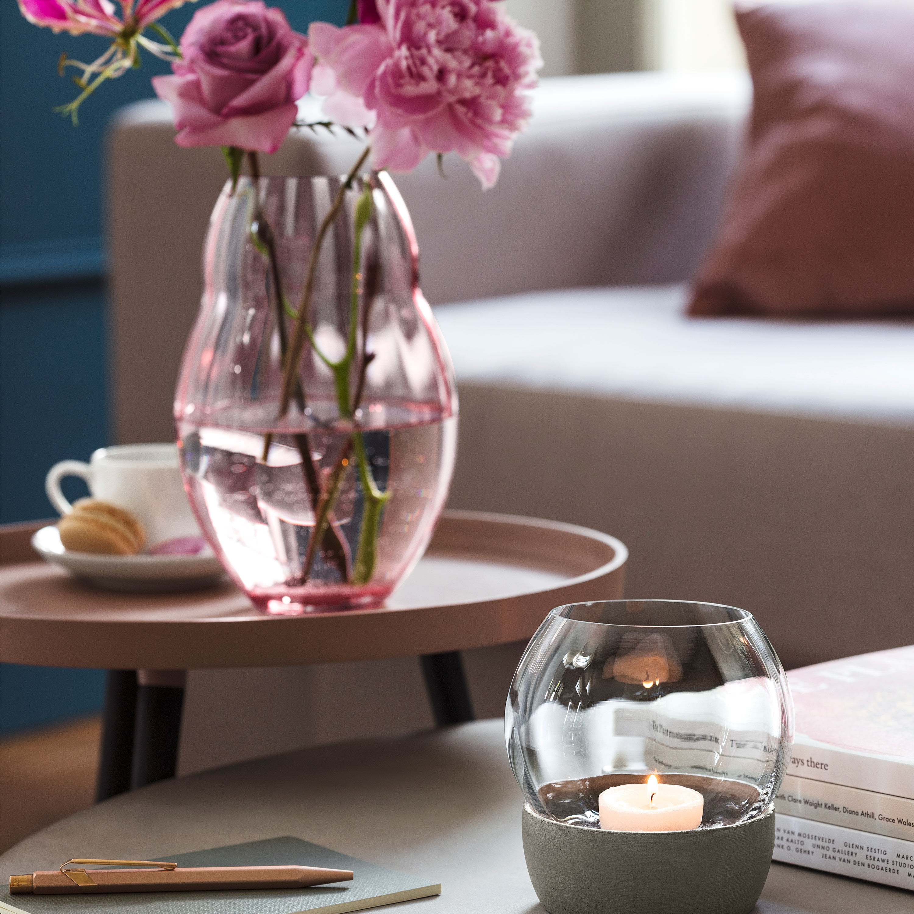 Rose Garden Vase Pink, 5.1'' x 7.9'', crystal glass