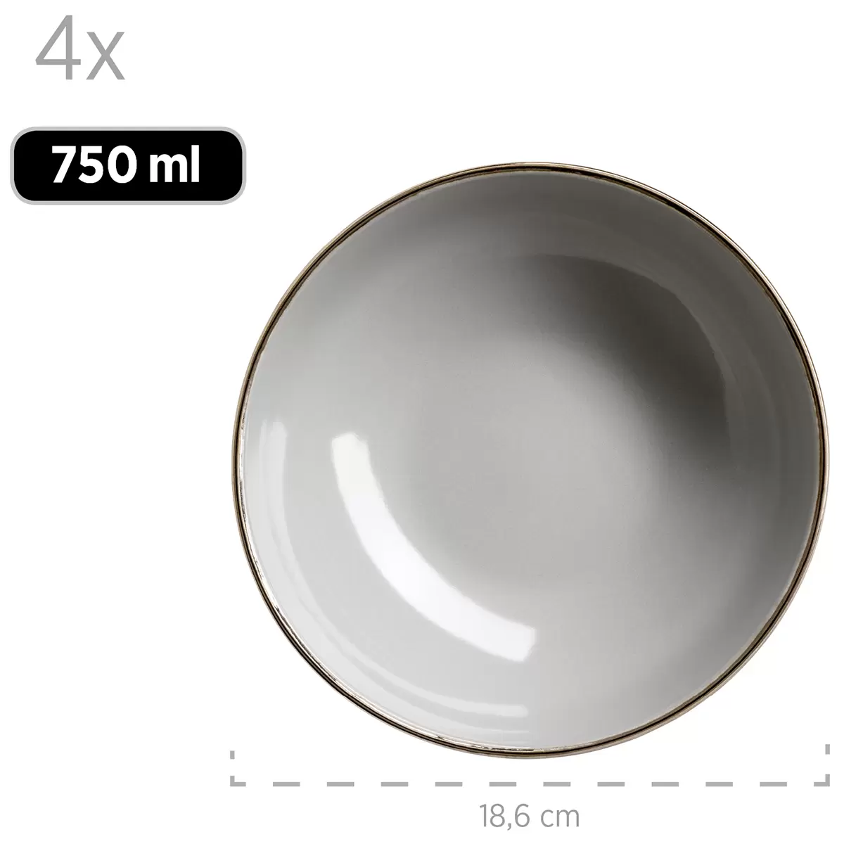 Kombiservice 16-tlg. METALLIC RIM Grau