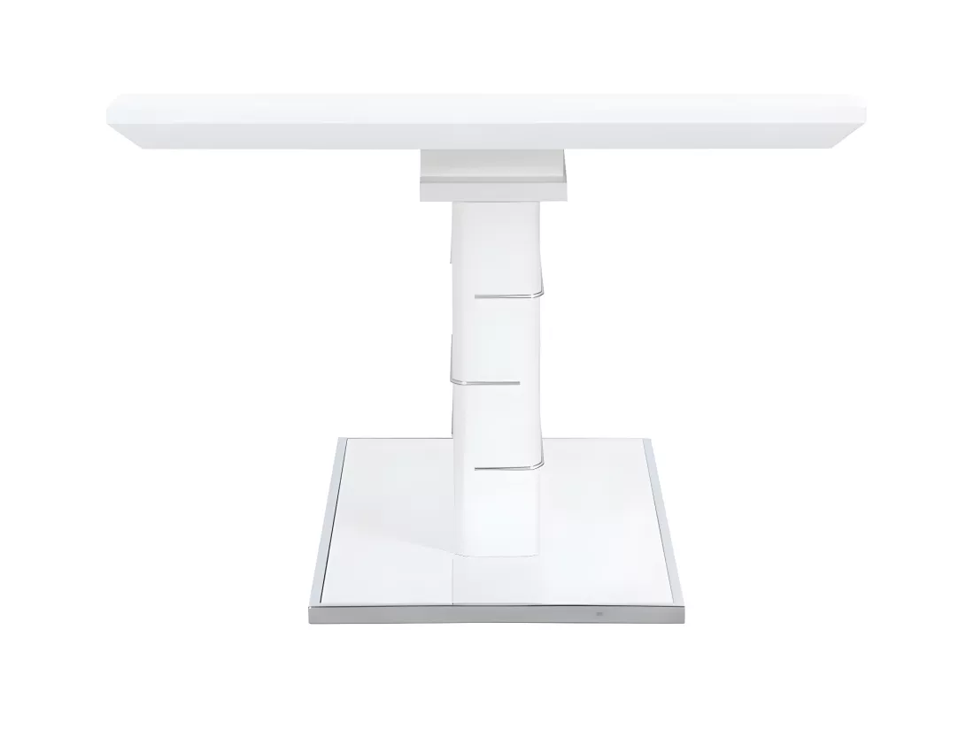 Table à manger extensible AMELLE - 6 à 8 personnes - MDF Laqué Blanc