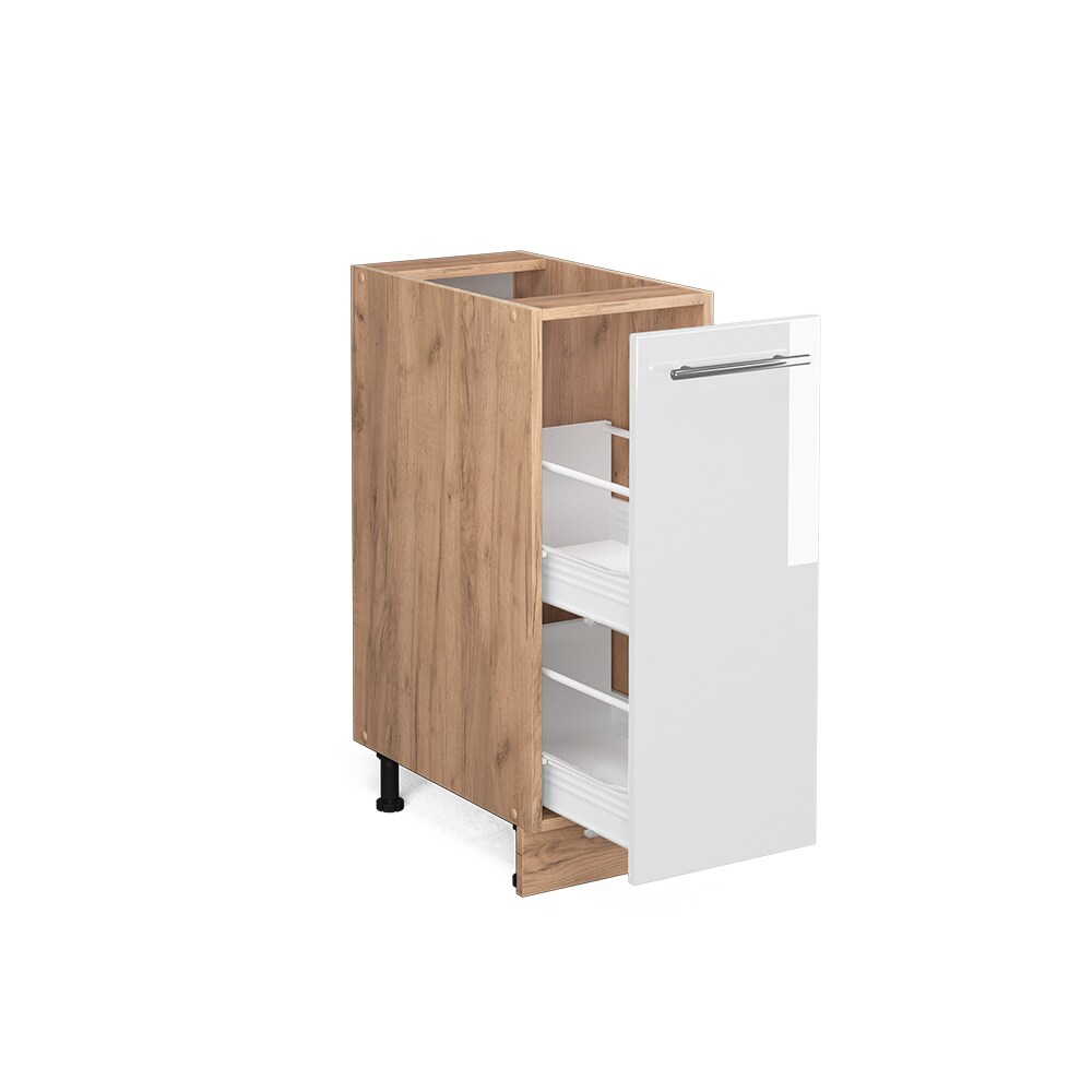 Vicco Apothekerunterschrank Küchenschrank Küchenmöbel Fame-Line Eiche Weiß modern 30 cm Küche Einbauküche Einschübe Aufbewahrung Küchenzeile Hochglanz