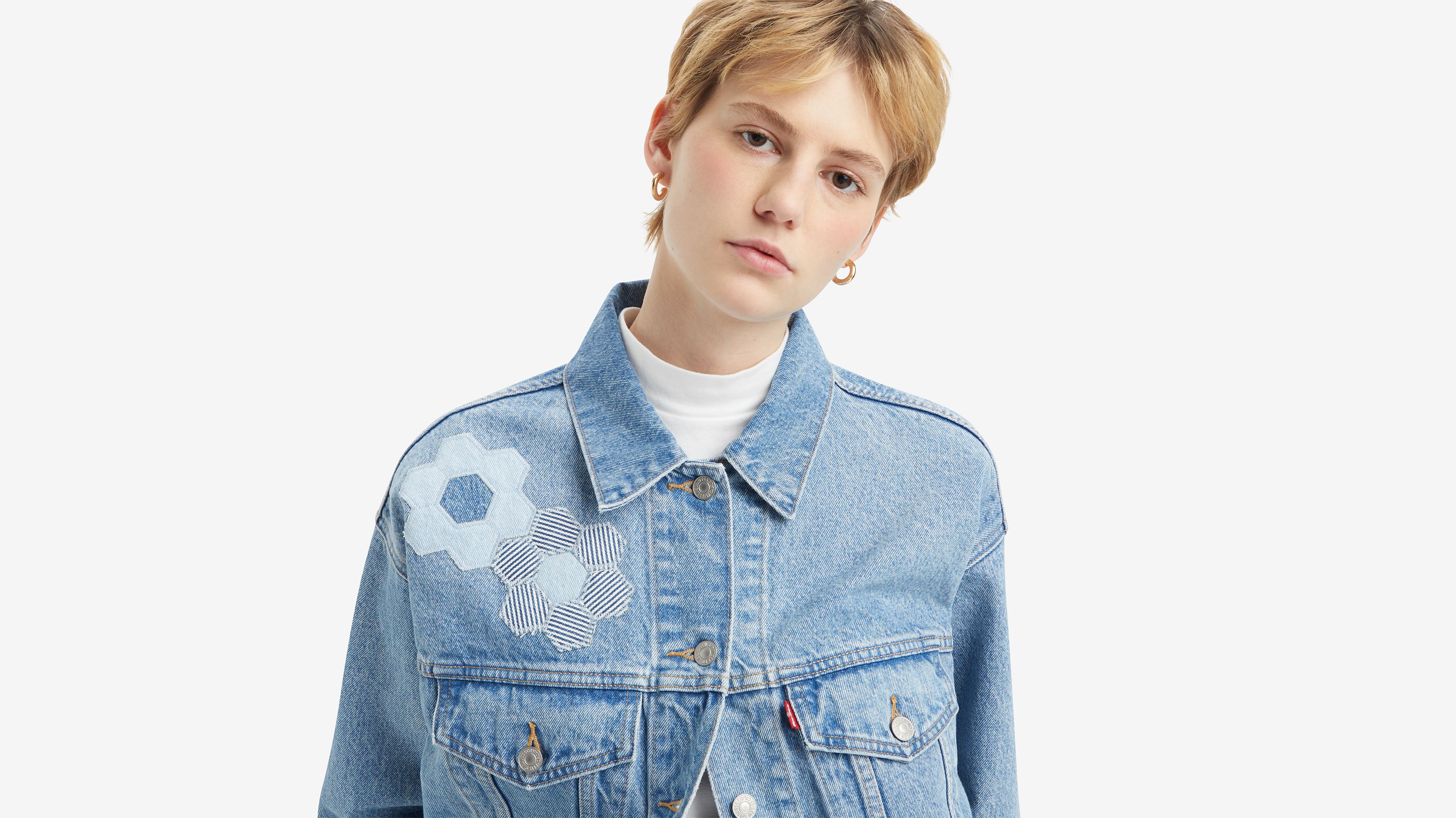 Veste Trucker ’90 - Geo Florals Trucker - Bleu