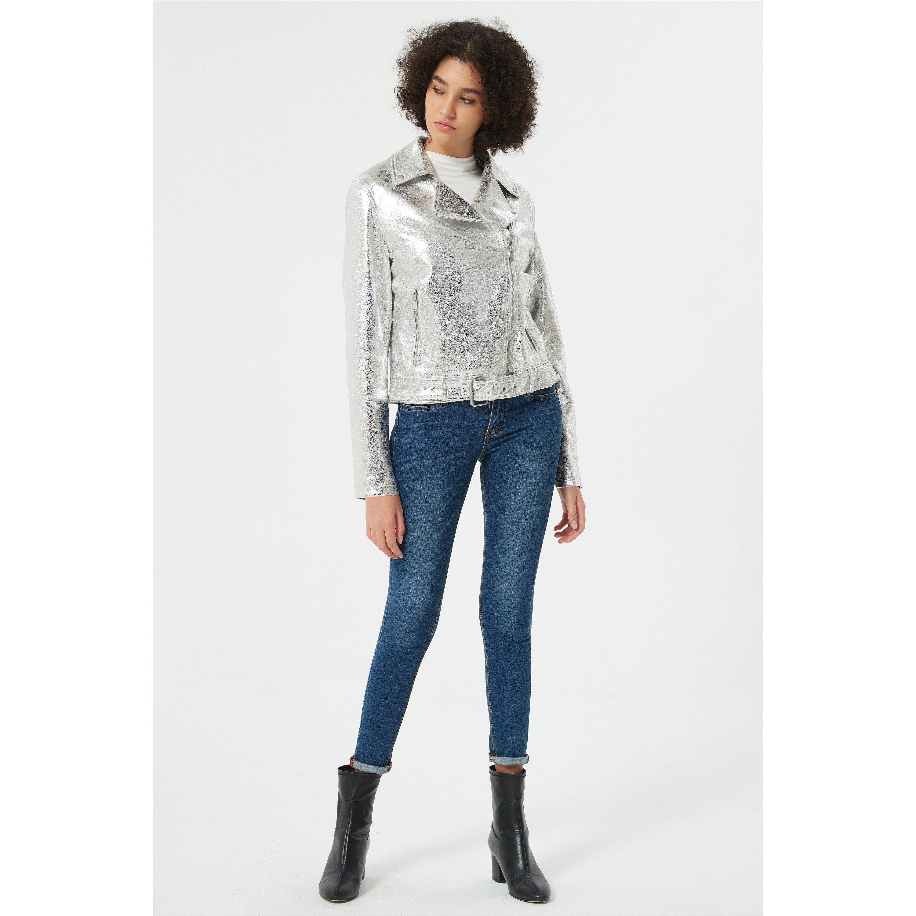Be You B Metallic Biker Jacket