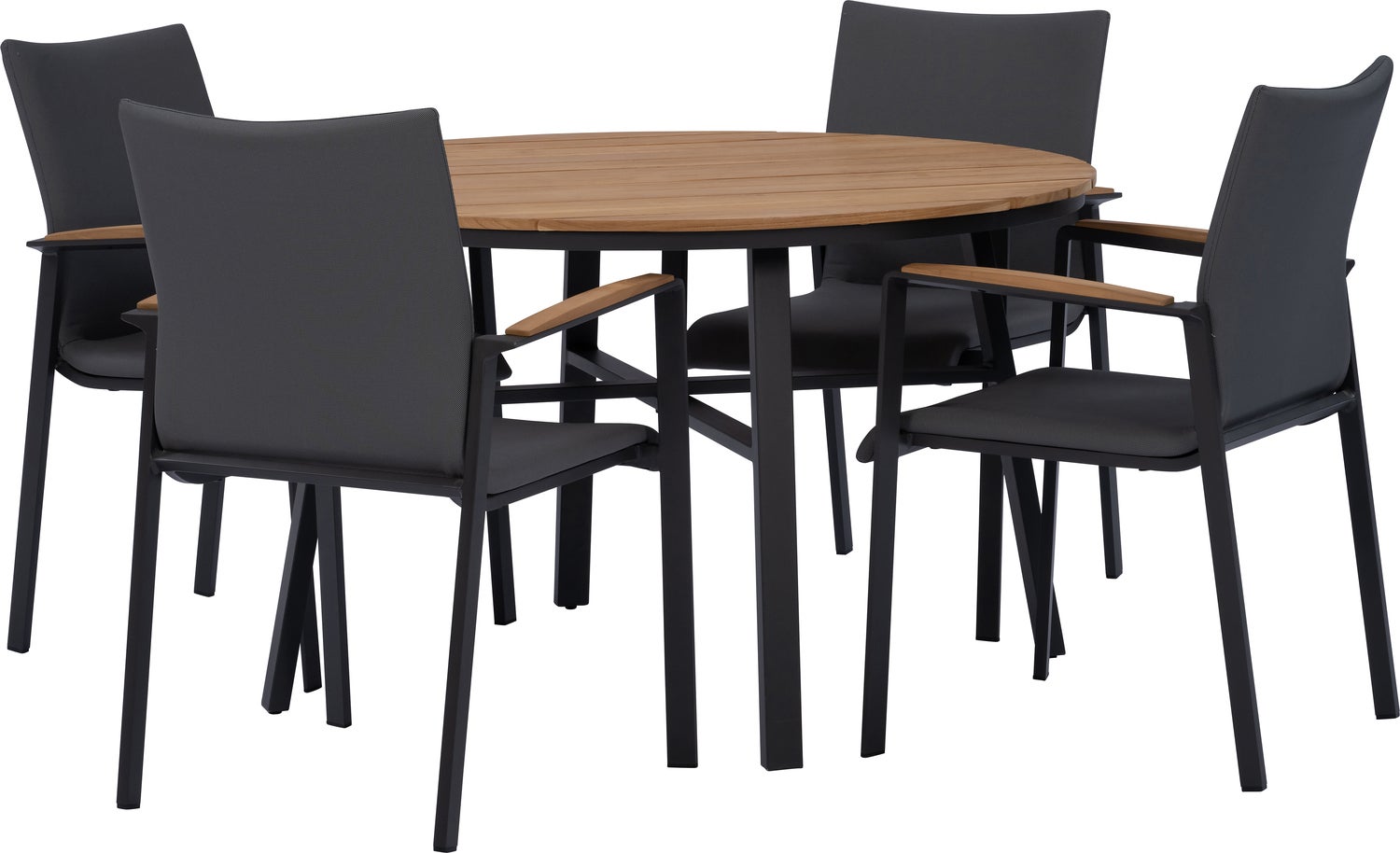 Intratuin 4-zits diningset Flore naturel met Jip grijs