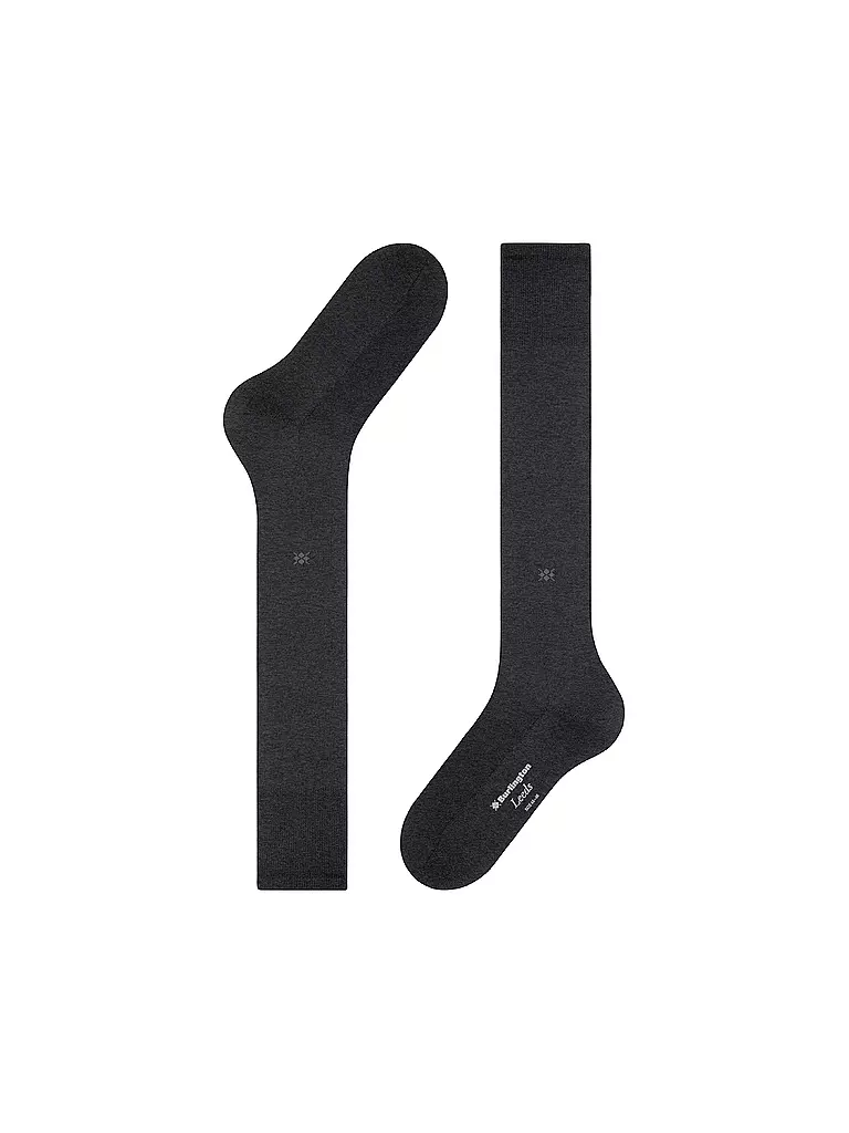 BURLINGTON Herren Kniestrümpfe LEEDS 40-46 asphalt mel grau