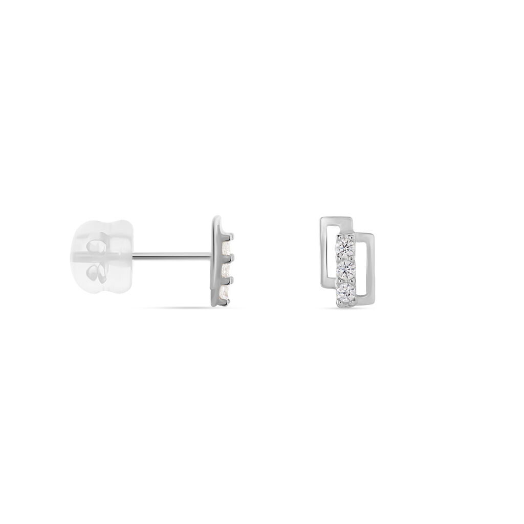 Boucles D'oreilles Puces Youssa Barrettes Or Blanc Oxyde De Zirconium