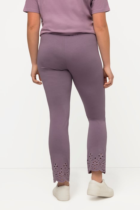 Jersey-Leggings, Stickspitze, Biobaumwolle