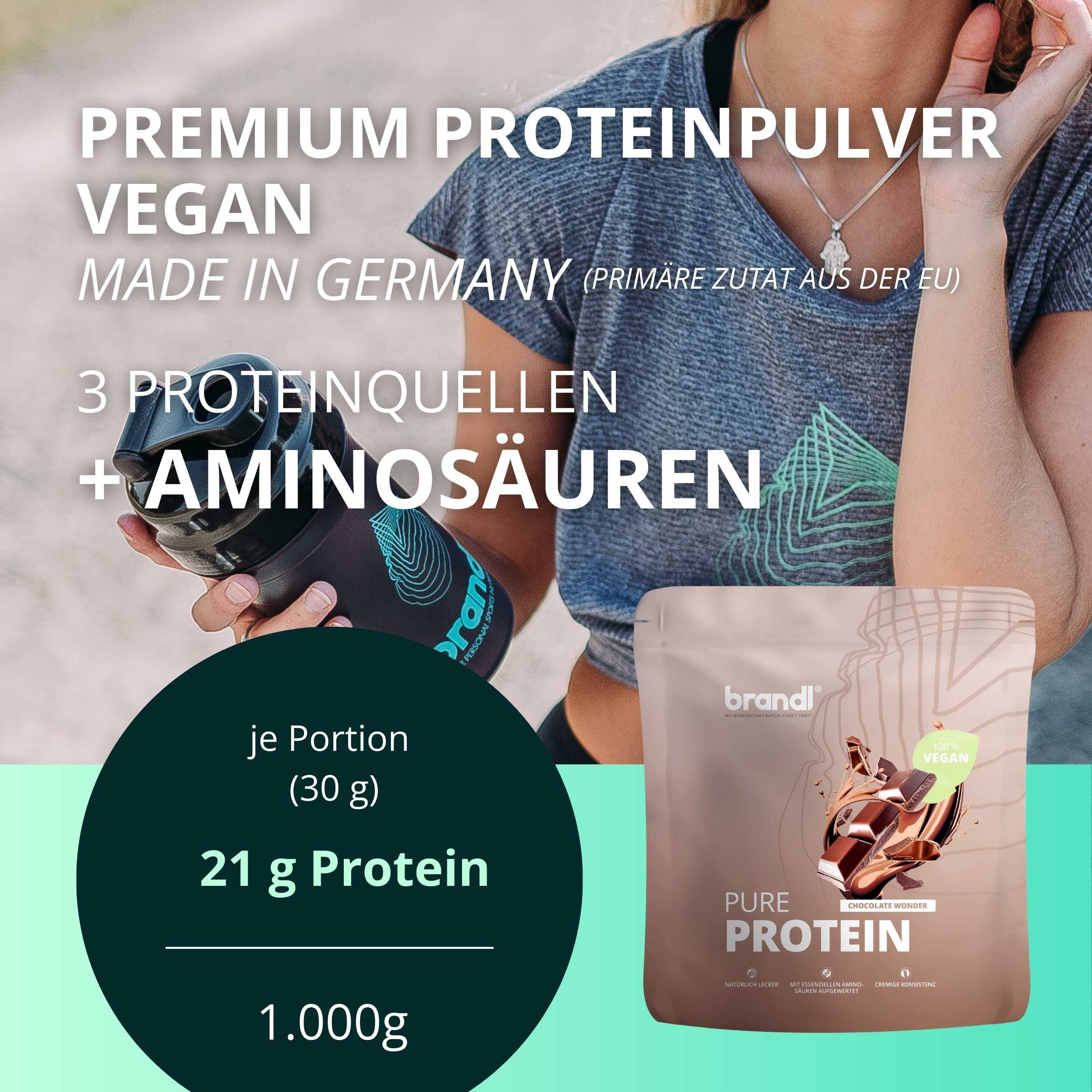 brandl® Pure Protein 2.0 Veganes Proteinpulver | Eiweißpulver Vegan mit natürlichem Aroma