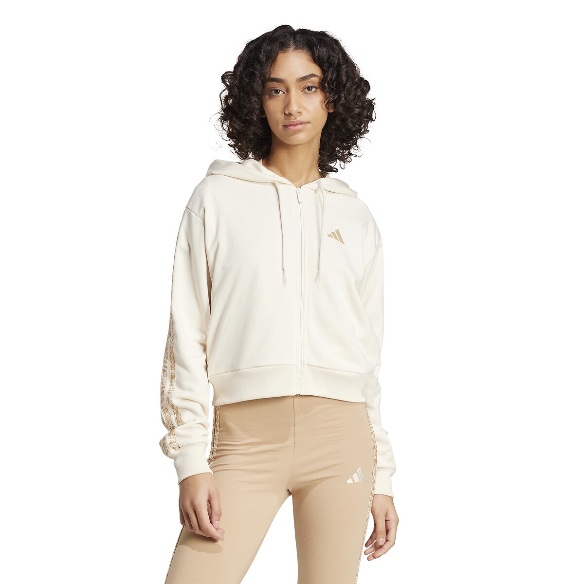 ADIDAS SPORTSWEAR<br>Moletom com zíper, 3 listras, estampa de animais