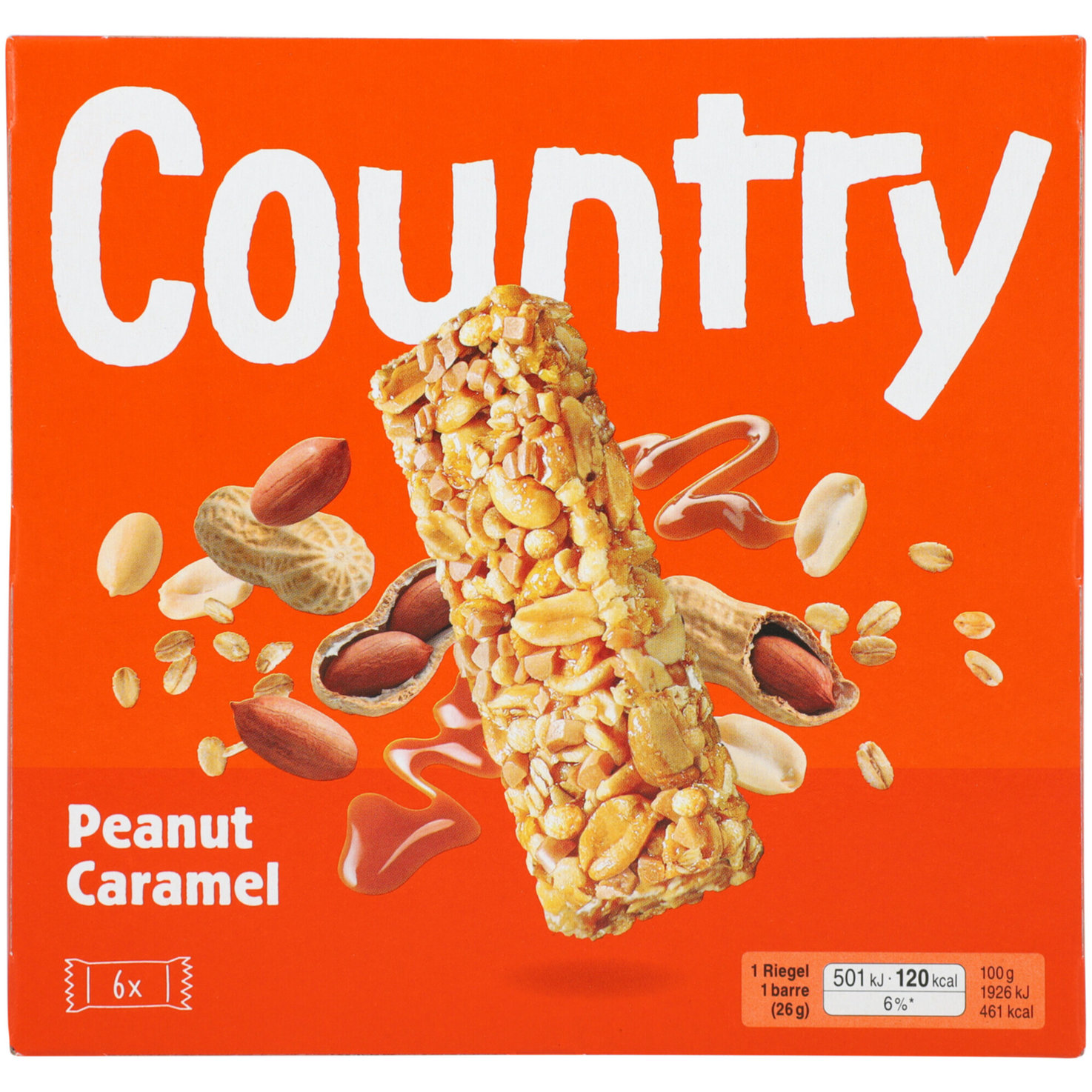 Country Riegel Peanut Caramel 6x26g