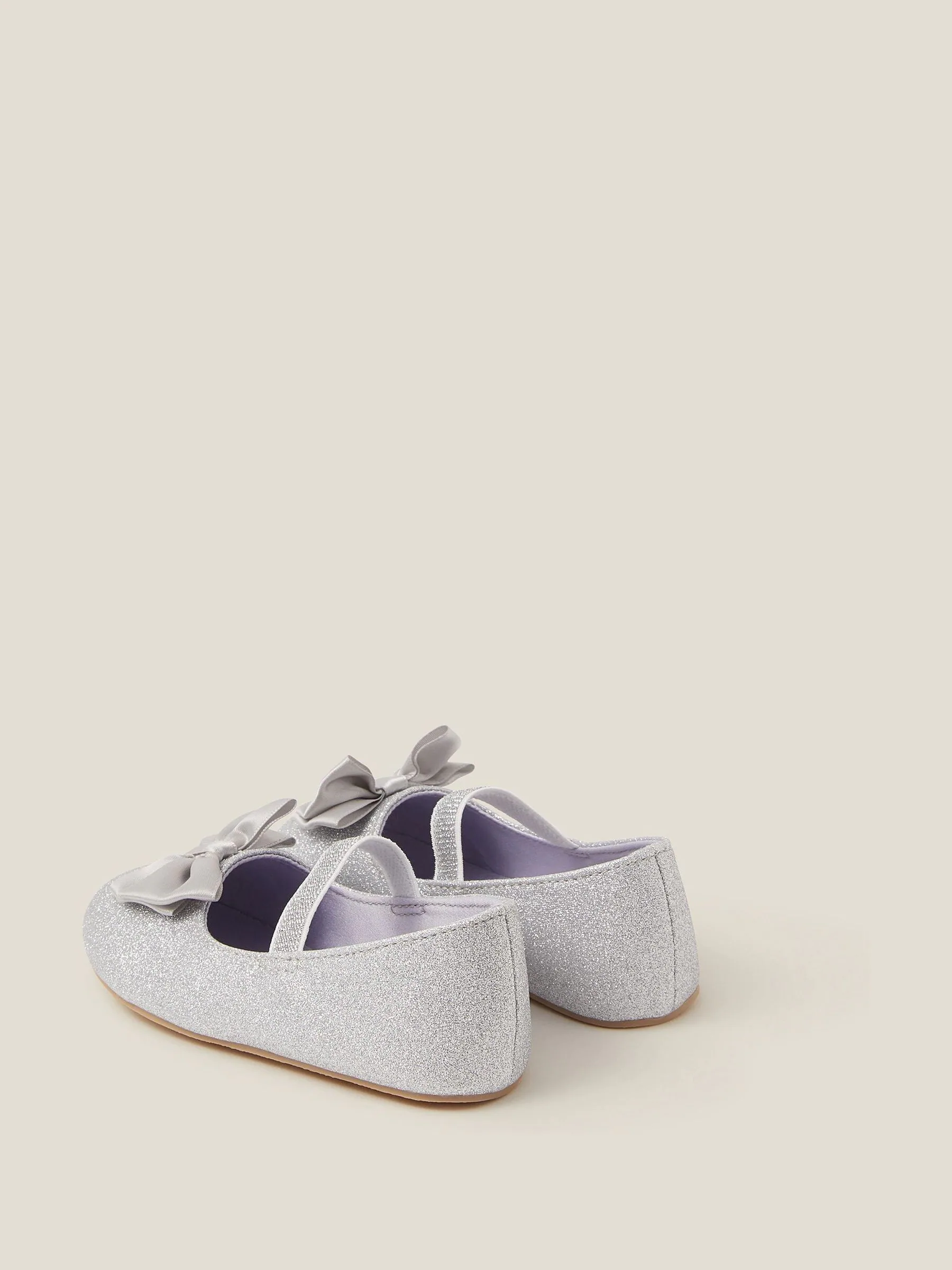 Zilver - Monsoon Baby Glitter Walker Schoenen met Strik