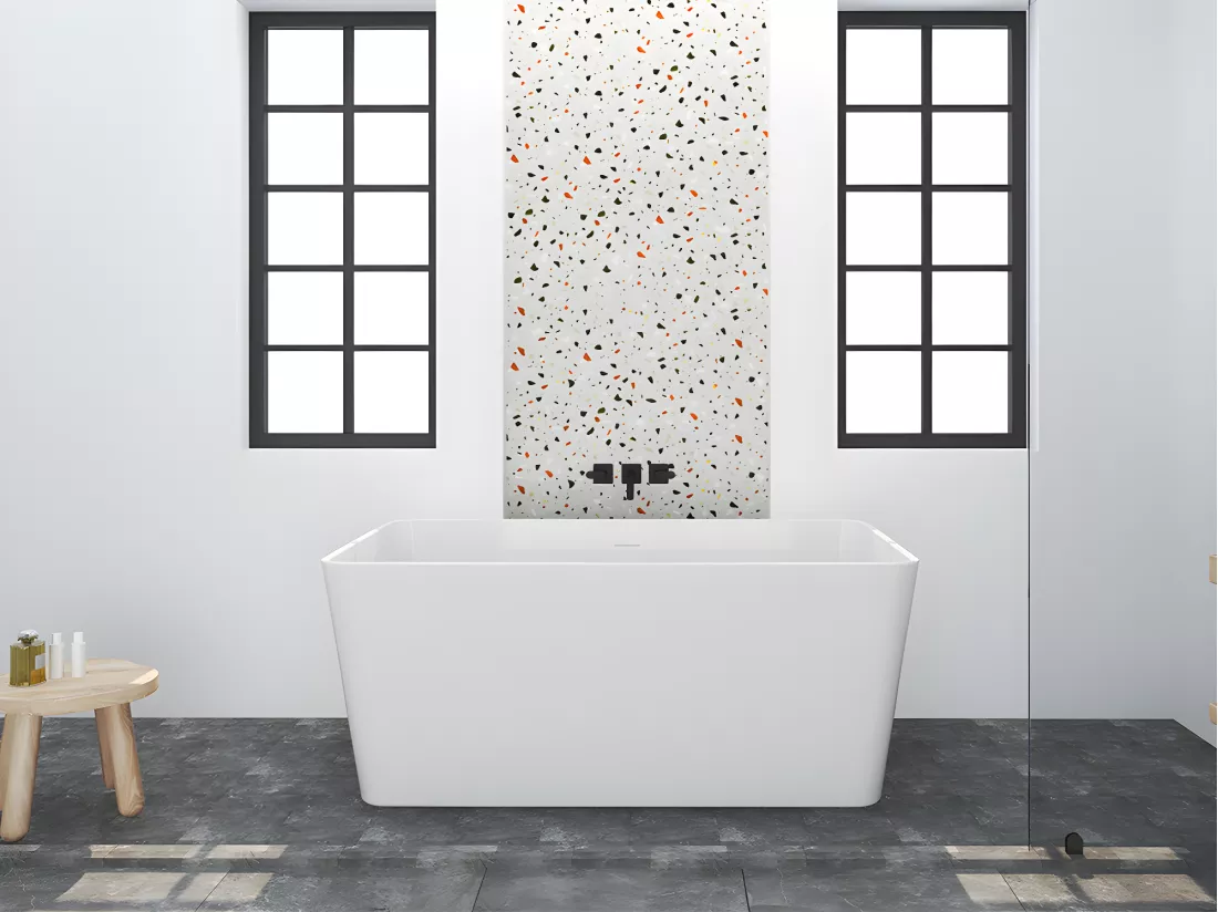 Baignoire îlot rectangulaire - 197 L - 130 x 70 x 55 cm - Blanche - Acrylique - SPICARA