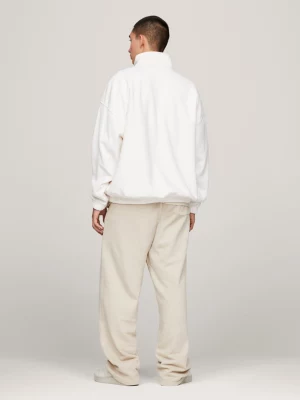 Moletom oversized de lã polar com meio zíper
