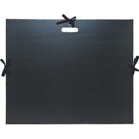 Carton à dessin kraft noir vernis avec rubans et poignée 59x72 cm - Pour format raisin - Noir