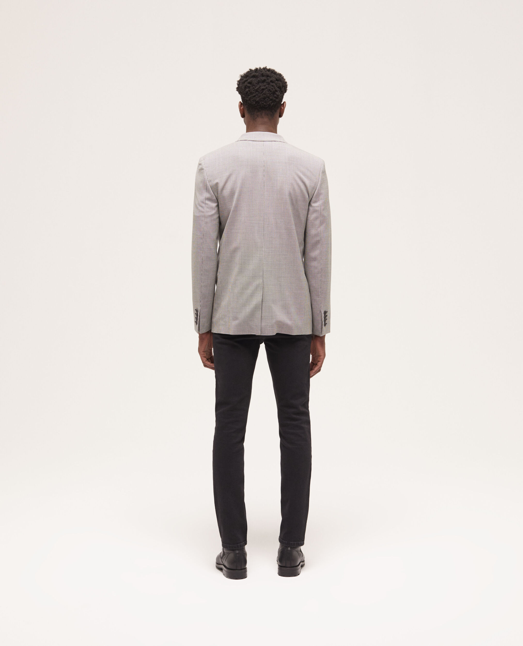 Veste de costume en laine à motifs grise