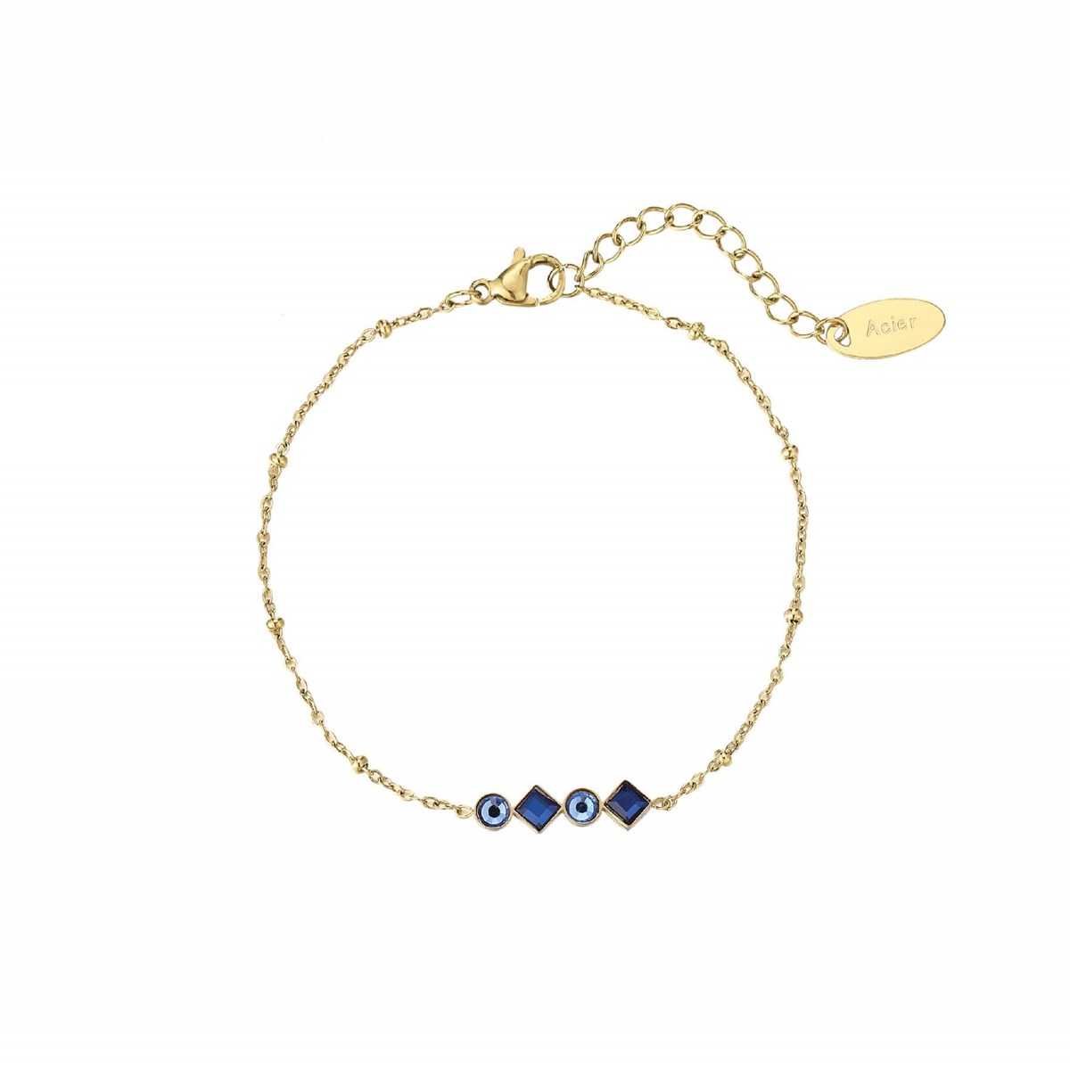 Bracelet Eclat bleu acier doré or