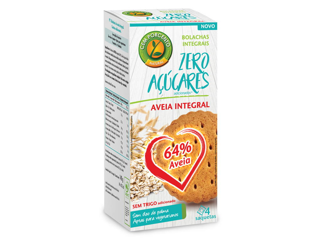 BOLACHA AVEIA CEM PORCENTO SEM AÇÚCAR ADICIONADO 140G