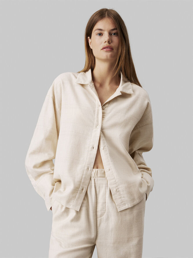 Calvin Klein L/S BUTTON DOWN Oatmeal heather plaid