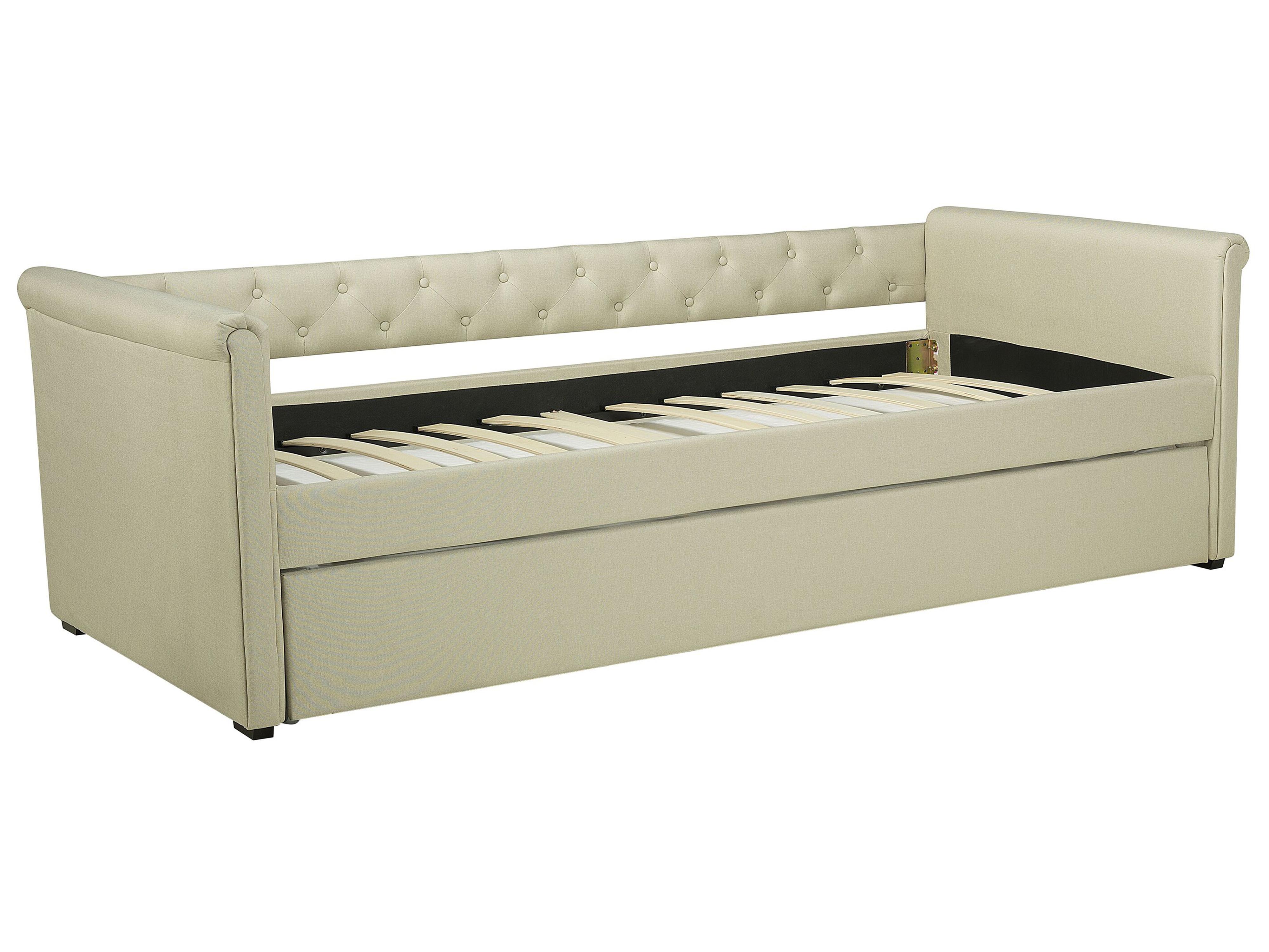Onderschuifbed Stof LIBOURNE 80 x 200 cm Beige