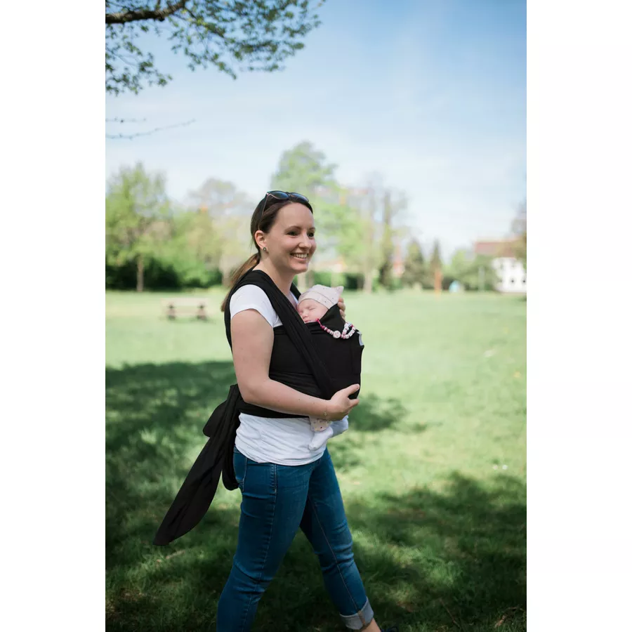 M.M.C. Babytragetuch Mit Vordertasche 510 cm x 55 cm, elastisch Schwarz