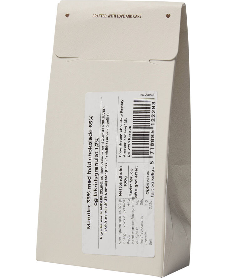 Magasin Chokolade Æske, Mandeldragé m/ hvid chokolade & lakridsgranulat 100 g