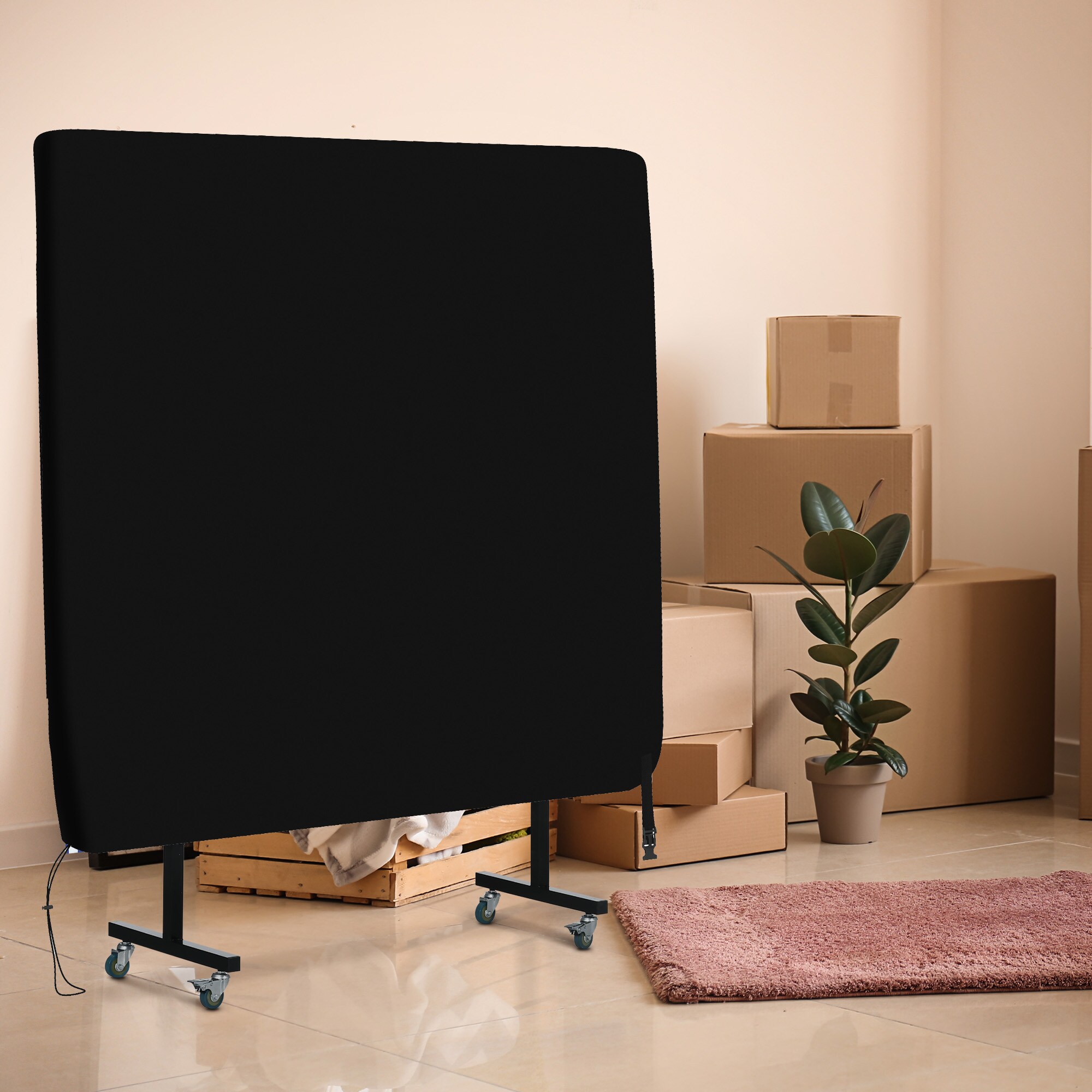 SPORTNOW Tischtennisplatte Abdeckung mit Reißverschluss schwarz 275L x 153B x 5H cm