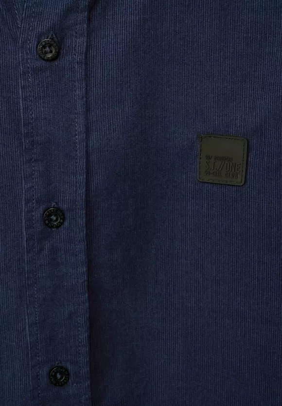 Button-Down Cordhemd - deep navy blue