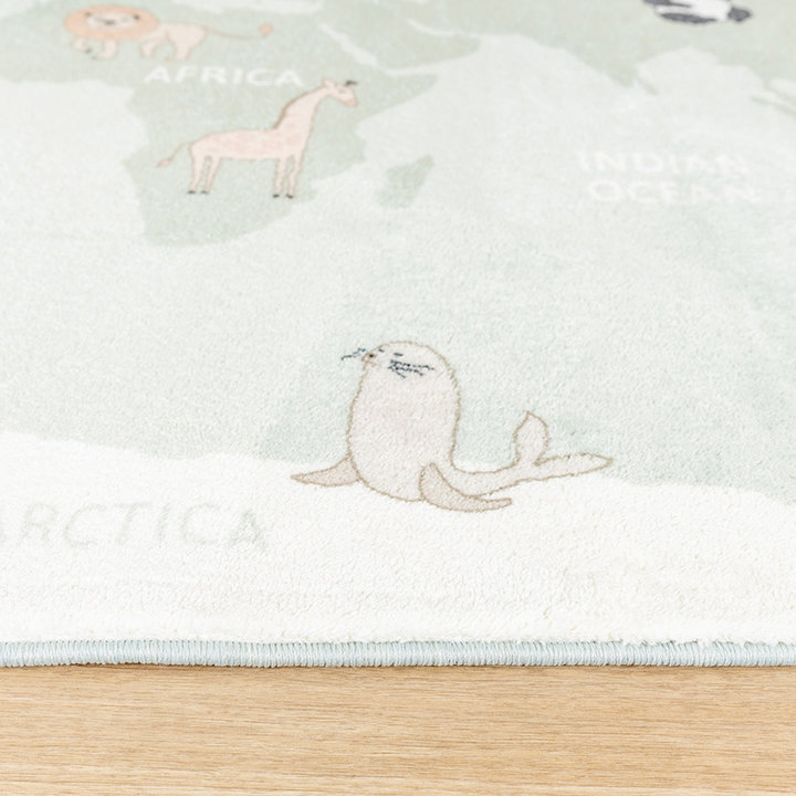 Kindervloerkleed - Globe Mint | Werelds speelplezier!