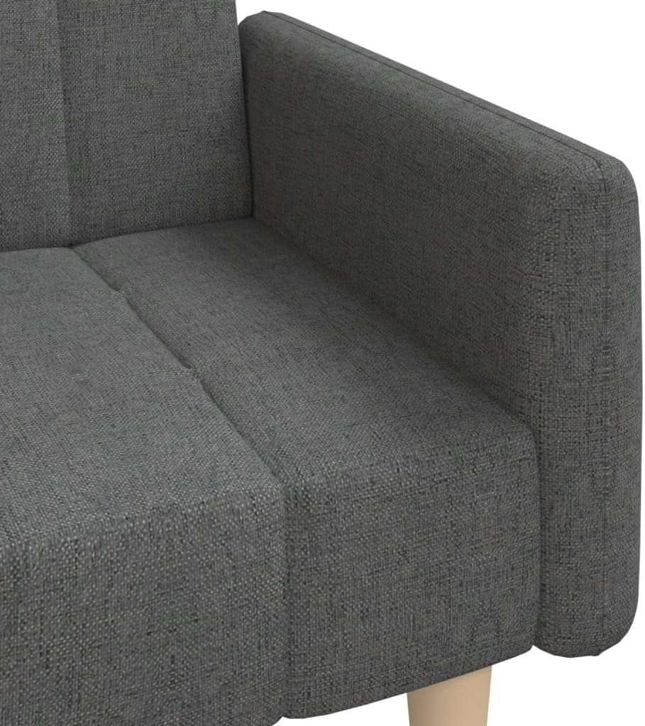 Schlafsofa 2-Sitzer Mit Armlehnen Dunkelgrau Stoff Sofa mit Holzrahmen, Schlafcouch für Wohnzimmer Heimkino Büro, Couch Sofabett Tagesbett Gästebett,