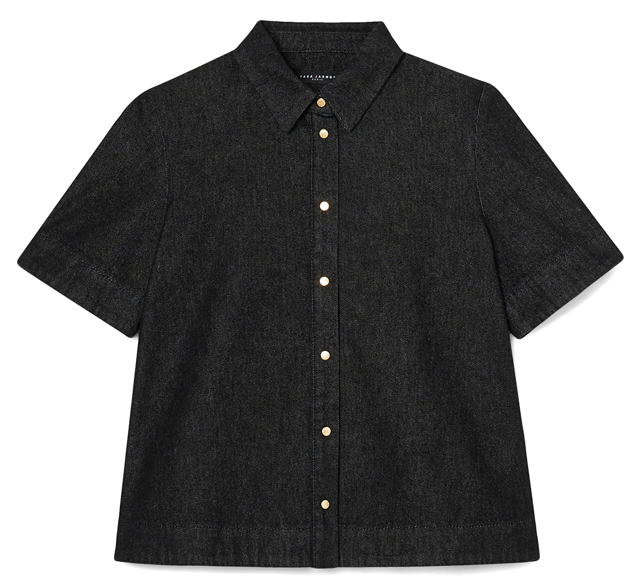 CAMILIA - Chemise col classique en denim de coton | Noir