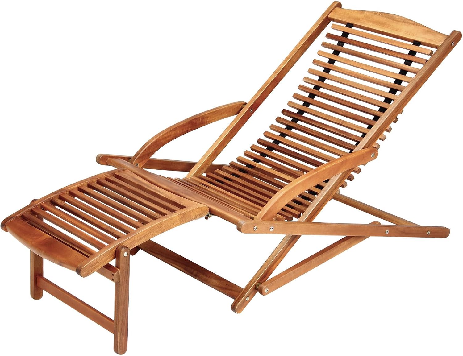 Casaria® Sonnenliege Klappbar mit Fußstütze abnehmbar inkl. Kissen Wetterfest Holz Gartenliege 160x70 cm Akazie Garten Liegestuhl 160kg Belastbar Balkon Liege JK6437674