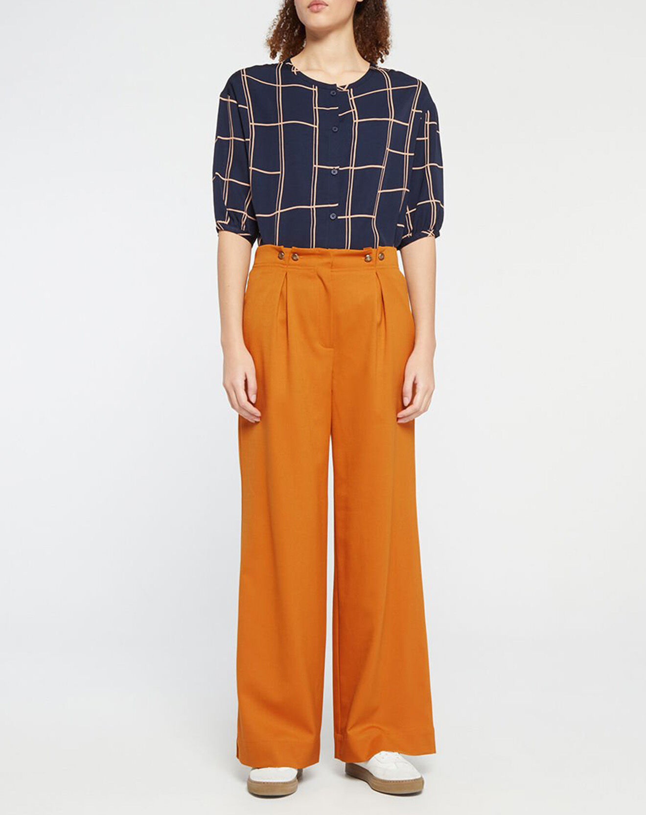 Jodhpur Pantalon en Laine mélangée Amor Marin large orange