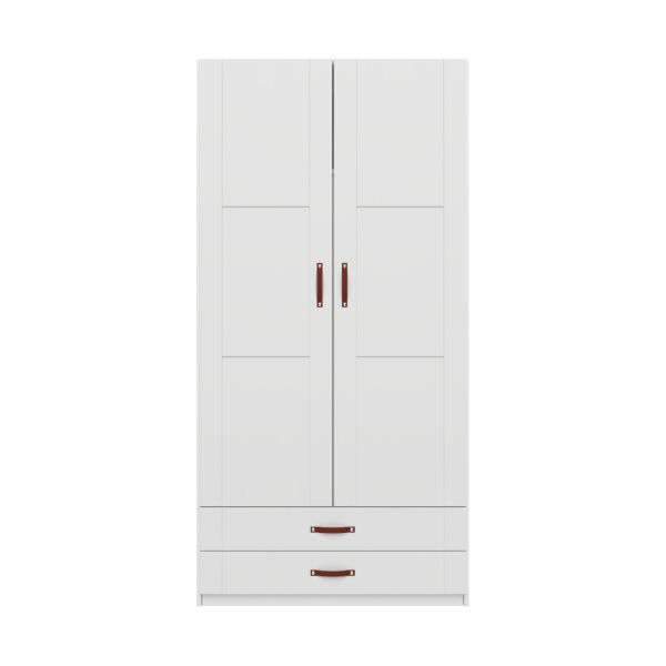 LIFETIME Kidsrooms Kledingkast 2-Deurs - 2 Laden - Tussenwand - White Wash