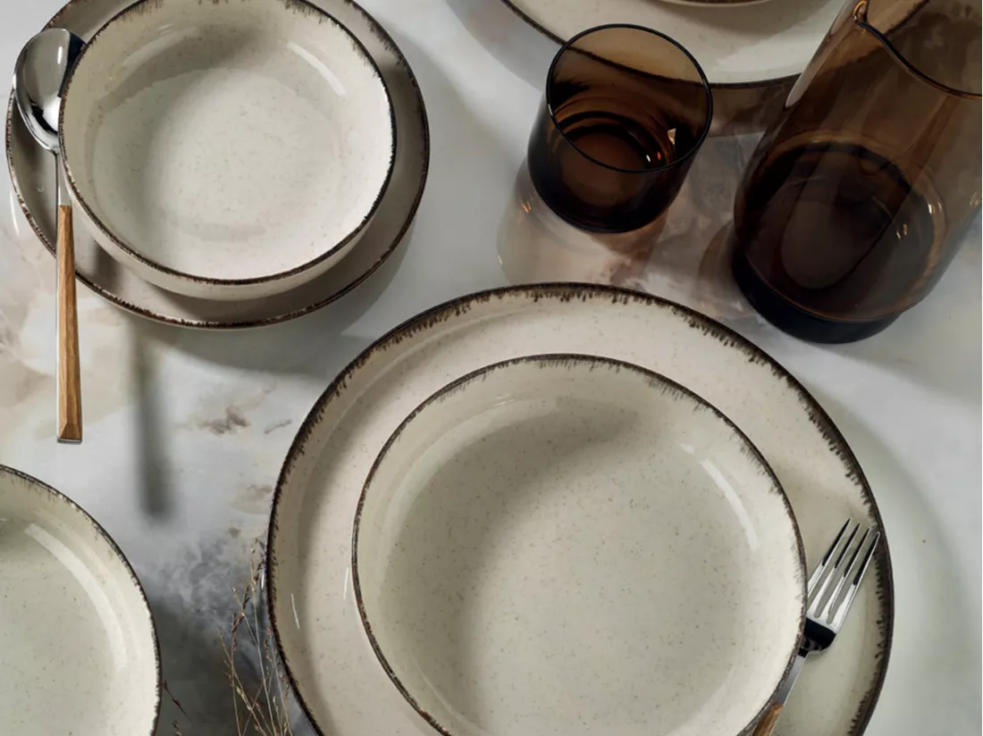 Service vaisselle en porcelaine 18 pièces - Crème - SANCHA