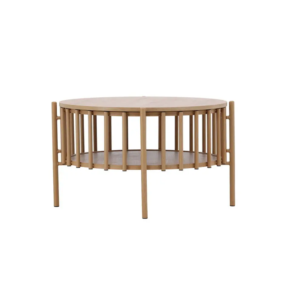 Salontafel Met Opbergruimte - Naturel MDF - 80x80x50cm - Rubbo