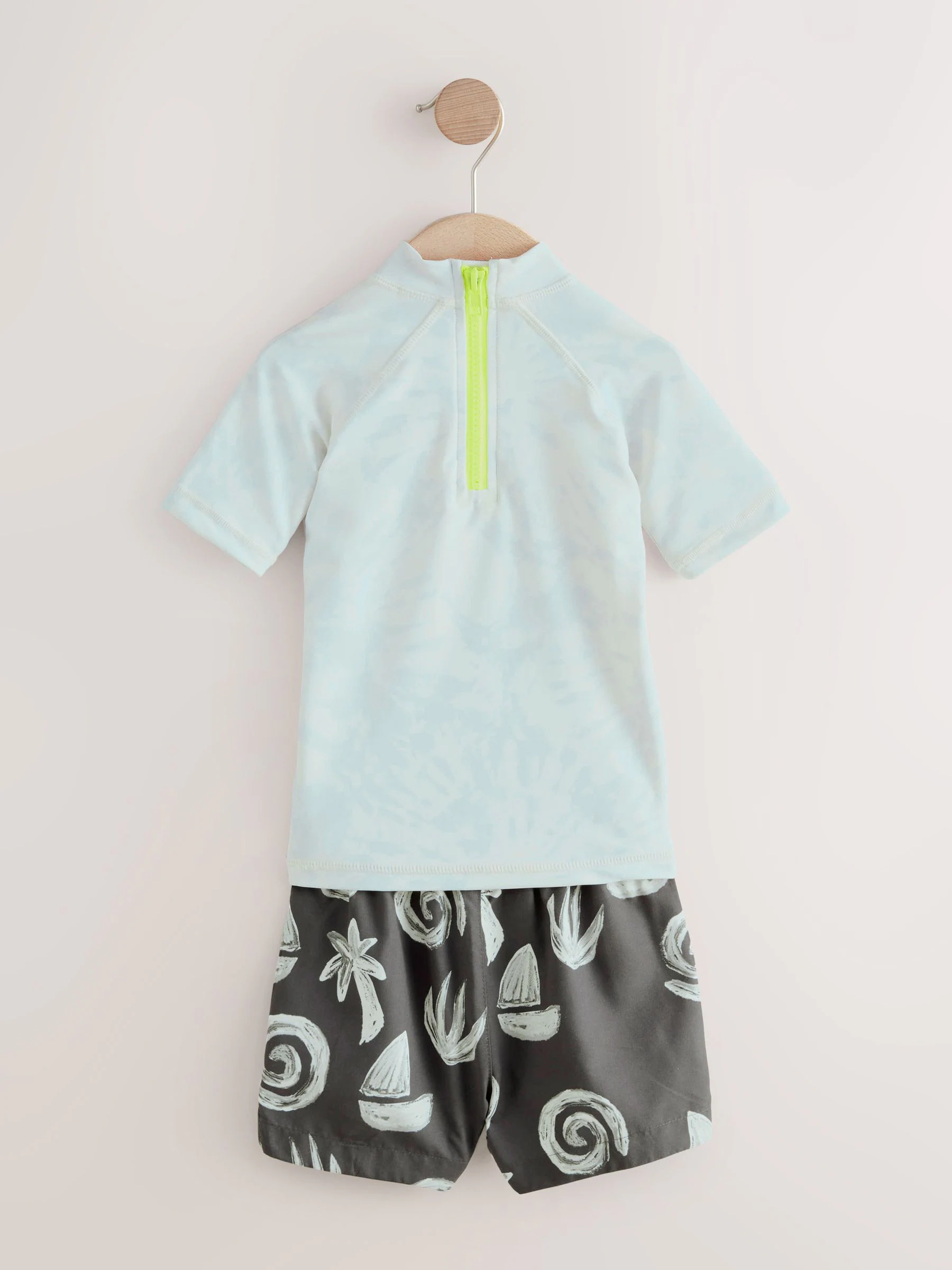 Zwart-wit tie-dye - Set van surfhemdje en shorts (3 mnd - 7 jr)