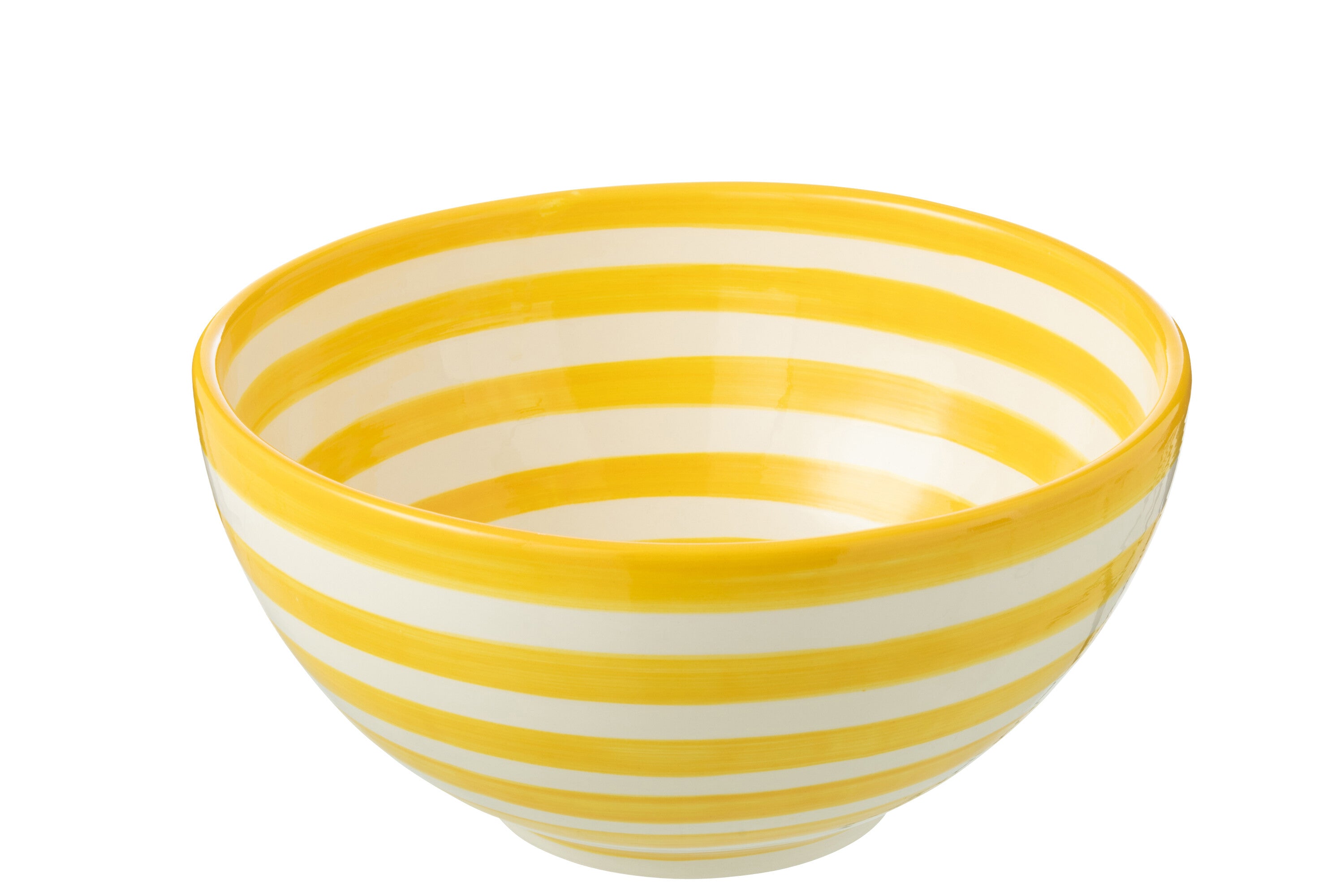 J-Line kom Granada Stripes High - keramiek - wit|geel - larg