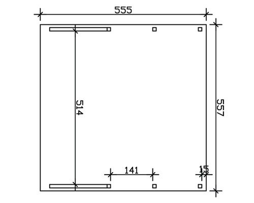 SKAN HOLZ Friesland dubbele carport met 2 inrijbogen en paalankers 557x555 cm geïmpregneerd