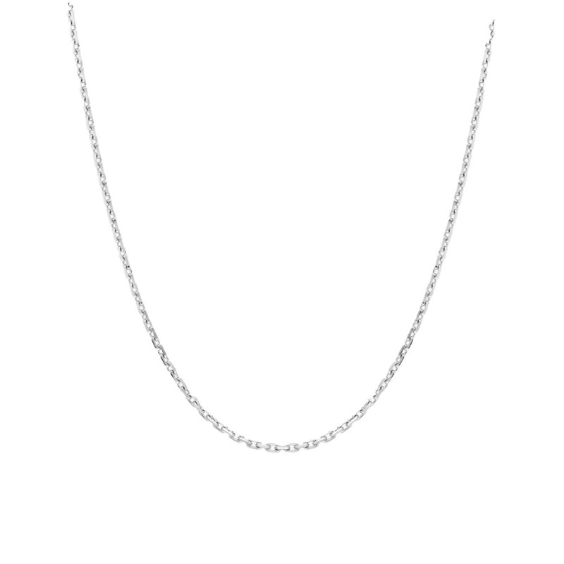 Chaîne mixte 40 cm - Maille Forçat diamanté - Or blanc 18 Carats - Largeur 1.45 mm