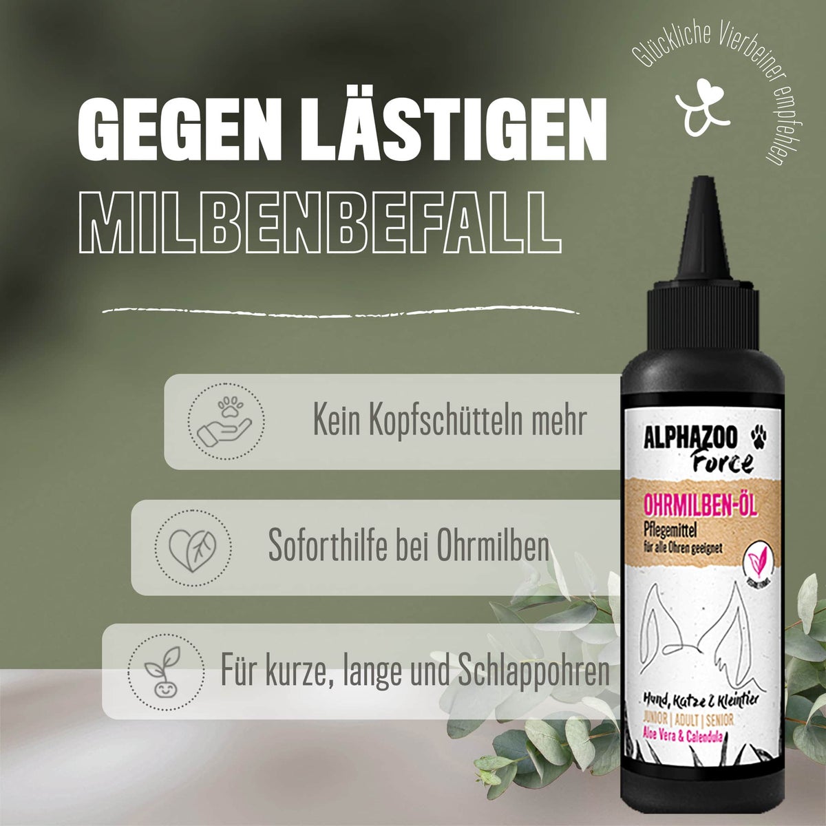 ALPHAZOO Oormijtolie 100ml voor honden en katten | Krachtig middel tegen oormijt