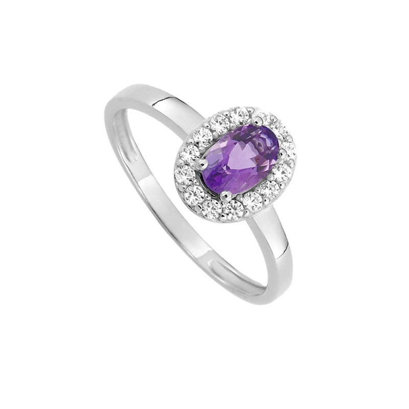 Bague femme - améthyste - Or 18 Carats