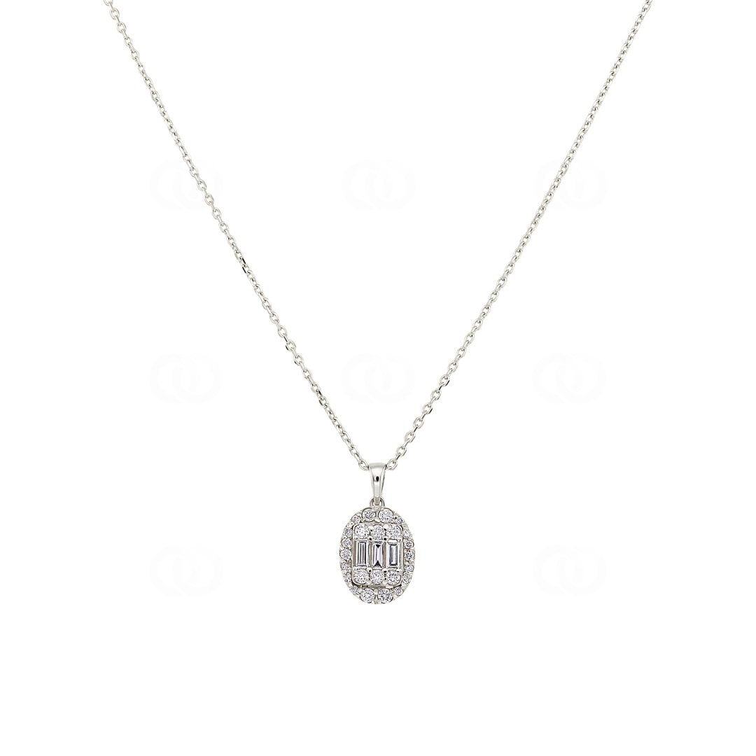 Collier mit Anhänger 750/18 K Weissgold mit Diamanten 0.43 ct H/si