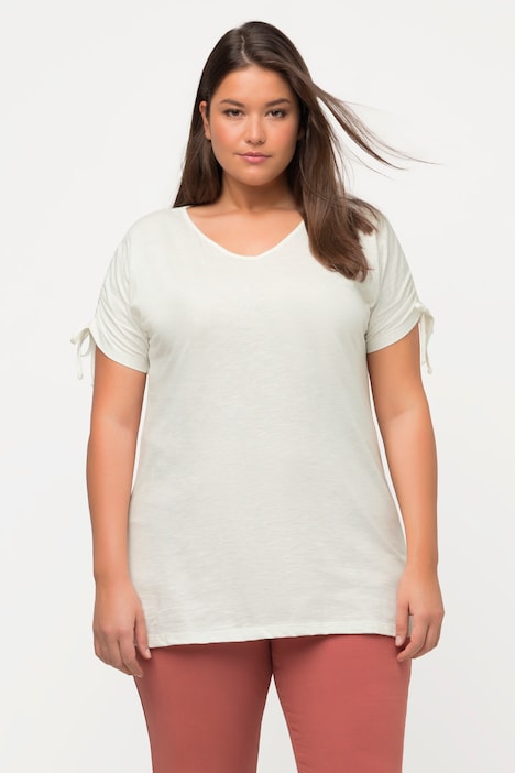 T-Shirt, Ärmelband, V-Ausschnitt, Halbarm, Biobaumwolle