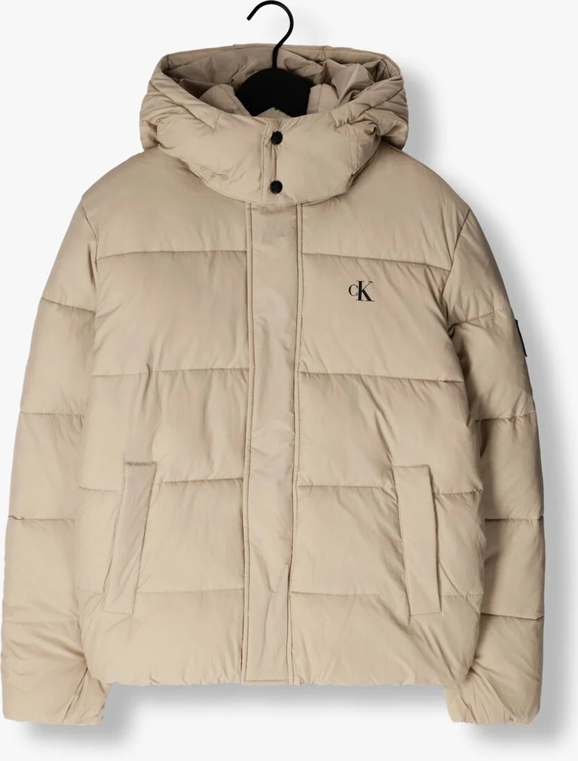 CALVIN KLEIN beige calvin klein gewatteerde jas essentials non down logo jacket