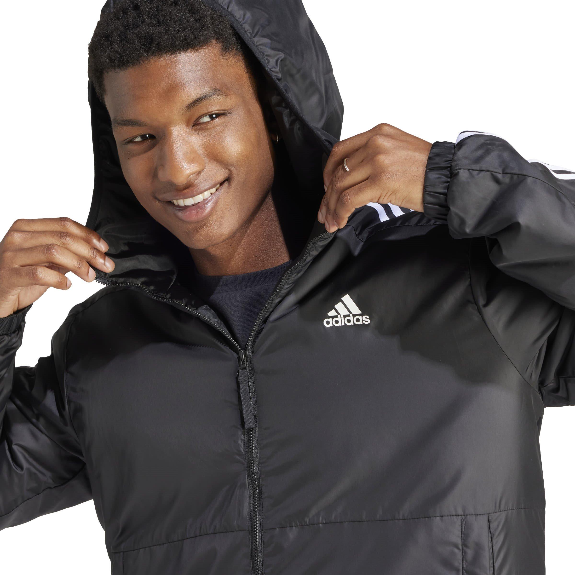 adidas 3 Stripe Essential Hooded Jacket Mens